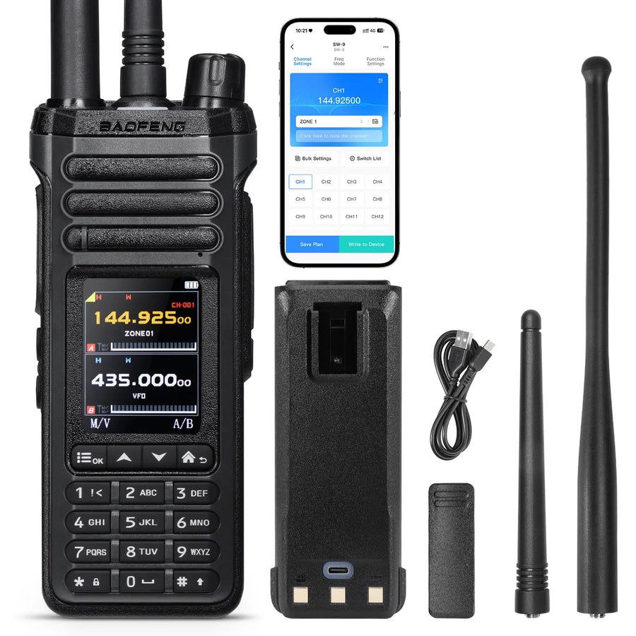 Baofeng SW-9 Tri-Band Amateur Handheld Radio with SSB Receiver