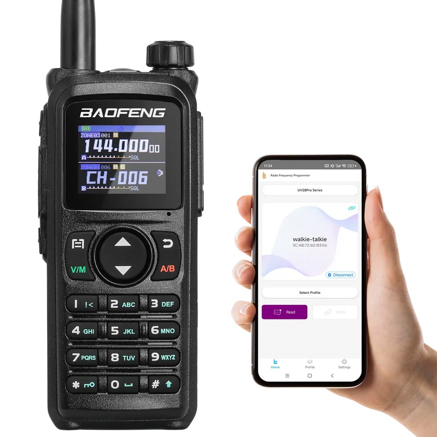 Baofeng UV-28 Plus Analog Tri-Band Handheld Two-Way Radio with GPS