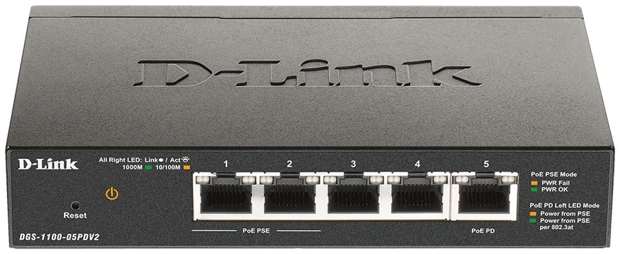 D-Link DGS-1100-05PDV2 Gigabit Smart Managed PoE Passthrough Switch