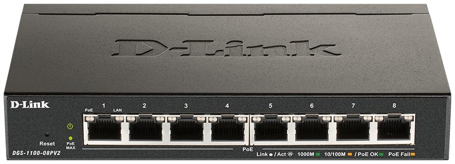 D-Link DGS-1100-08PV2 8-Port Gigabit Smart Managed PoE Switch