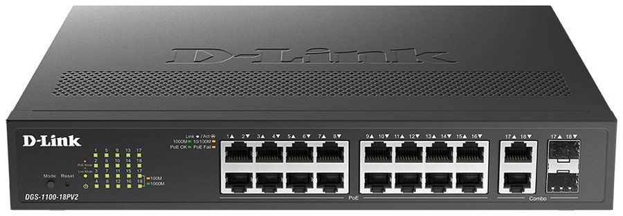D-Link DGS-1100-18PV2 18-Port Gigabit Smart Managed PoE Switch