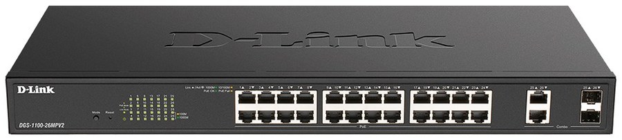 D-Link DGS-1100-26MPV2 26-Port Gigabit Smart Managed PoE Switch