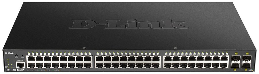 D-Link DGS-1250-52XMP 52-Port Gigabit Smart Managed PoE Switch
