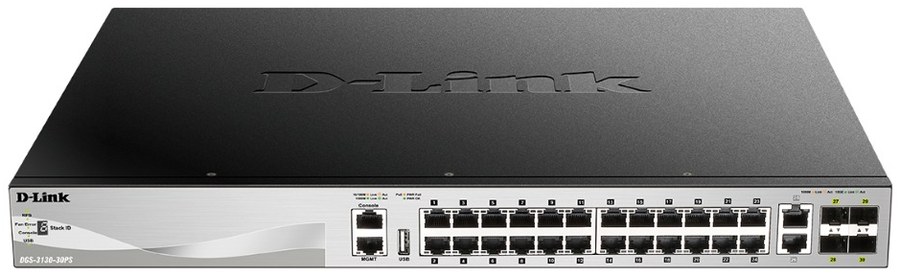 D-Link DGS-3130-30PS 30-Port Layer 3 Stackable Managed Gigabit PoE Switch
