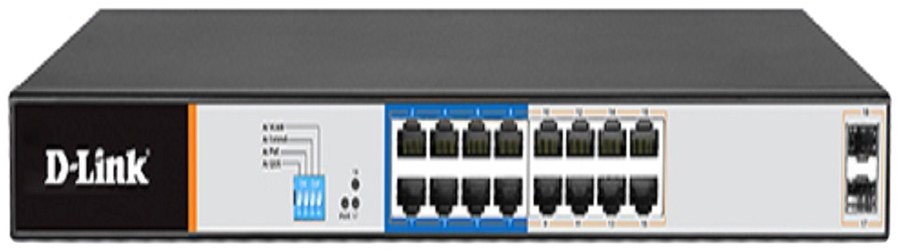 D-Link DGS-F1018P-E 16GE PoE + 2 SFP Ports 250m PoE Switch