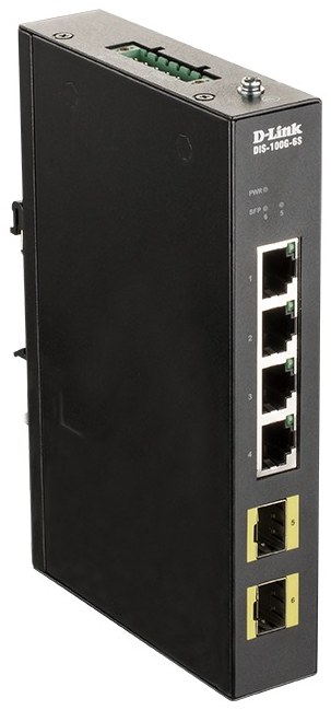 D-Link DIS-100G-6S Industrial Gigabit Unmanaged Switch with 2 SFP slots