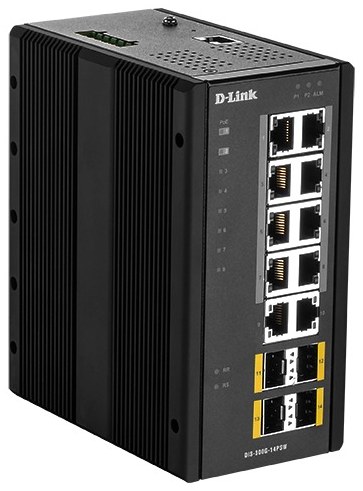 D-Link DIS-300G-14PSW Industrial Gigabit Managed PoE Switch with SFP slots