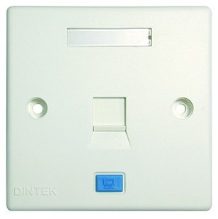 Dintek 1303-12011 1-Port UK Style Shuttered Faceplate