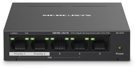 Mercusys MS105GP 5-Port Gigabit Desktop Switch with 4-Port PoE+
