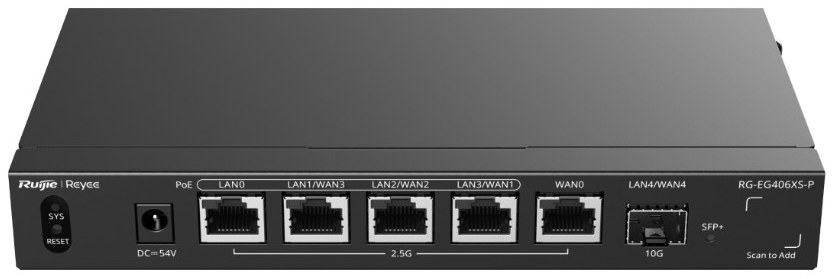 Ruijie RG-EG406XS-P 5-Port 2.5G Cloud Managed PoE Router