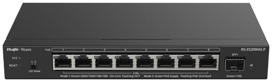 Ruijie RG-ES209MG-P 8-Port 2.5G Cloud Managed PoE Switch
