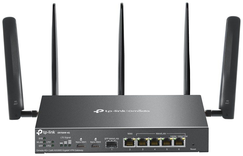 TP-Link ER706W-4G Omada 4G+ Cat6 AX3000 Gigabit VPN Gateway