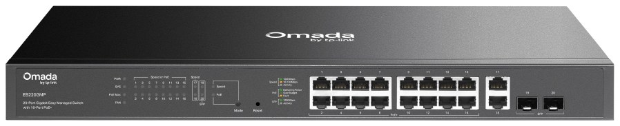 TP-Link ES220GMP Omada 20-Port Gigabit Easy Managed Switch with 16-Port PoE+
