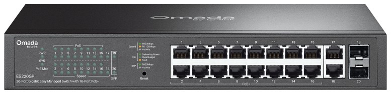 TP-Link ES220GP Omada 20-Port Gigabit Easy Managed Switch with 16-Port PoE+