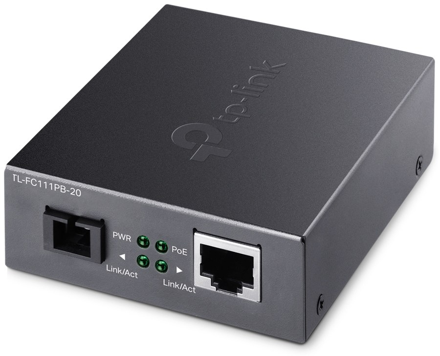 TP-Link FC111PB-20 Fast Ethernet WDM Media Converter with 1-Port PoE