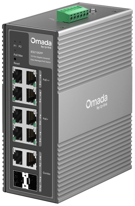 TP-Link IES210GPP Omada 10-Port Gigabit Industrial Easy Managed Switch with 6-Port PoE+ and 2-Port PoE++