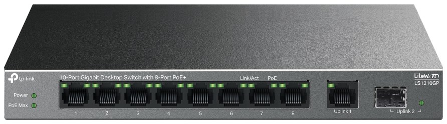 TP-Link LS1210GP 10-Port Gigabit Desktop Switch with 8-Port PoE+