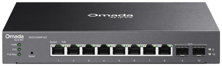 TP-Link SG2210XMP-M2 Omada Access Pro 8-Port 2.5G and 2-Port 10GE SFP+ Switch with 8-Port PoE+