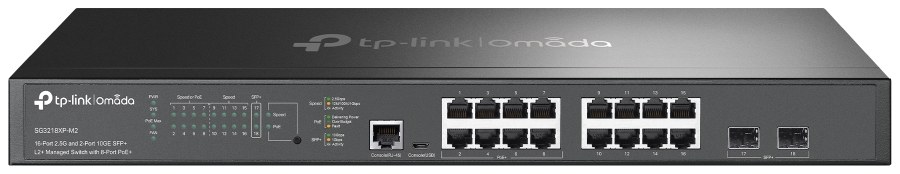 TP-Link SG3218XP-M2 Omada 16-Port 2.5G and 2-Port 10GE SFP+ L2+ Managed Switch with 8-Port PoE+