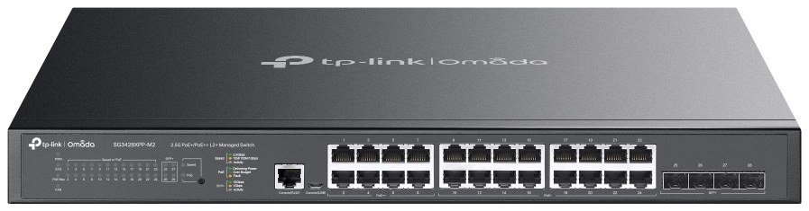 TP-Link SG3428XPP-M2 Omada 24-Port 2.5GBASE-T and 4-Port 10GE SFP+ L2+ Managed Switch with 16-Port PoE+ and 8-Port PoE++
