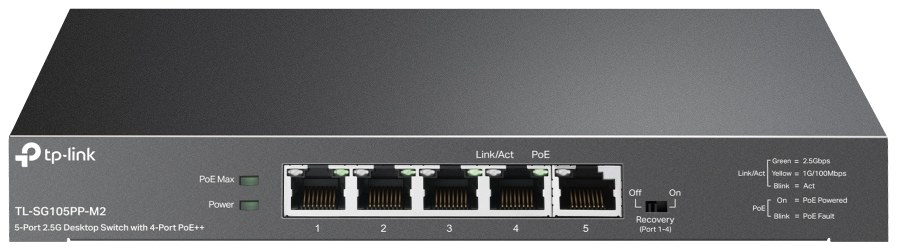 TP-Link TL-SG105PP-M2 5-Port 2.5G Desktop Switch with 4-Port PoE++