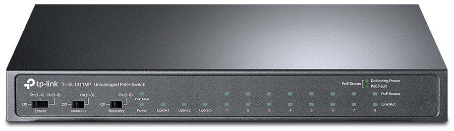 TP-Link TL-SL1311MP 8-Port 10/100Mbps + 3-Port Gigabit Desktop Switch with 8-Port PoE+