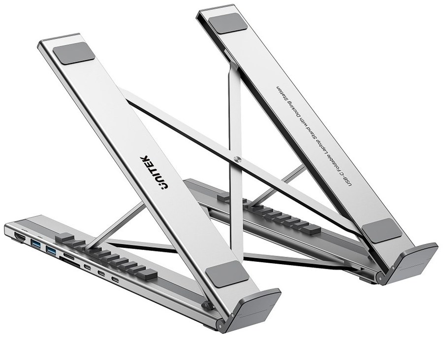 Unitek D1137AGY01 USB-C Foldable Laptop Stand with Docking Station