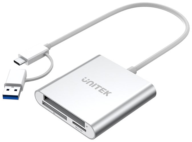 Unitek Y-9313D USB 3.0 3-Port Memory Card Reader with USB-C Adapter